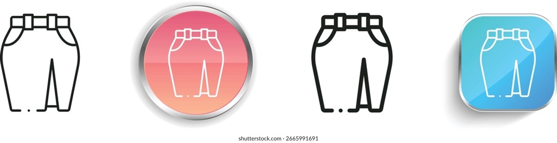 Icono de la falda. Diseño de estilo lineal delgado, regular y de Botón aislado sobre fondo blanco
