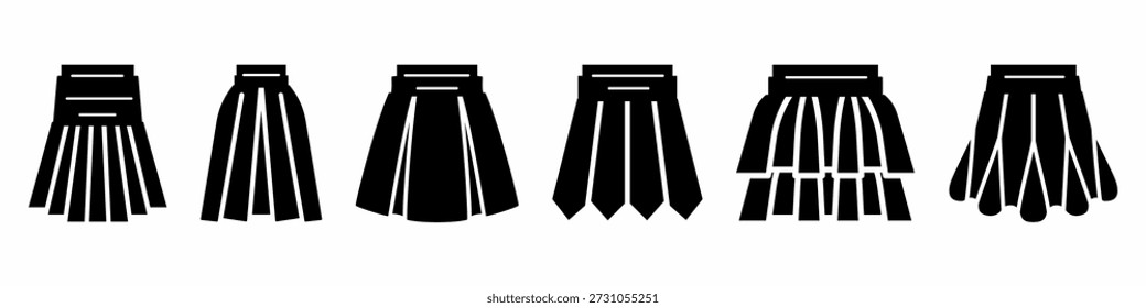 Colección de Vector de icono de falda. Conjunto de diseños de Vector de icono de falda. Vector de stock.