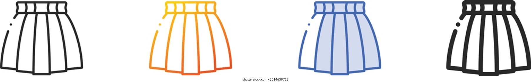 skirt icon.Thin Linear, Gradient, Blue Stroke and bold Style Design Isolated On White Background