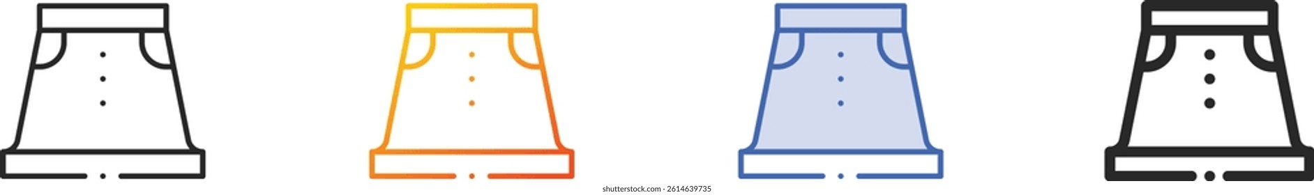 skirt icon.Thin Linear, Gradient, Blue Stroke and bold Style Design Isolated On White Background