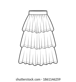 layered skirt drawing