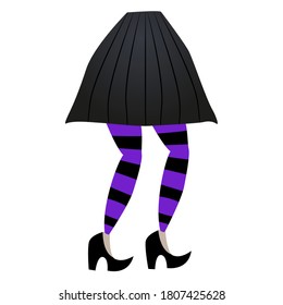Skirt and legs of a witch. Halloween.