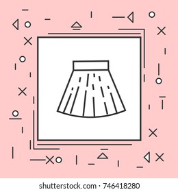 Skirt Mini Icon Thin Line In Pink Frame Vector Illustration