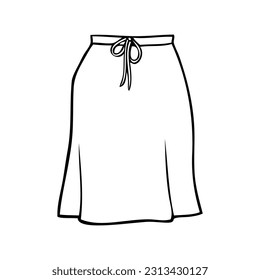 skirt outline vector illustration,isolated on white background,top view