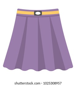 
Skirt. Purple color skirt for girls, flat vector icon 
