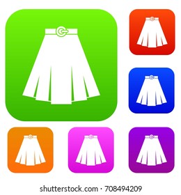 Skirt set icon in different colors isolated vector illustration. Premium collection