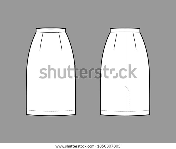 Skirt Sheath Straight Technical Fashion Illustration Stock Vector