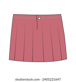 Skirt simple drawing. Clothes for girls. Flat style illustration. Pink short skirt vector image.