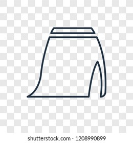 Skirt with slit and belt concept vector linear icon isolated on transparent background, Skirt with slit and belt concept transparency concept in outline style