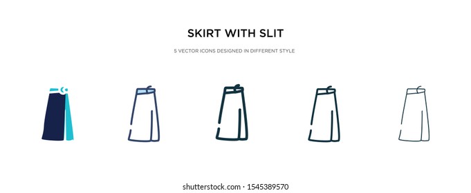 skirt with slit and belt icon in different style vector illustration. two colored and black skirt with slit and belt vector icons designed in filled, outline, line stroke style can be used for web,