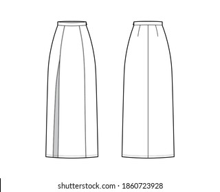 Skirt Slit Maxi Technical Fashion Illustration Stock Vector (Royalty ...