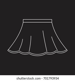 Skirt in thin line style icon vector illustration for design and web isolated on black background. Skirt vector object for label and logo