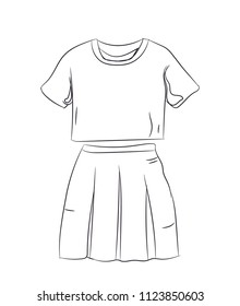 skirt with t-shirt lines, vector, white background