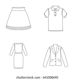 Skirt, t-shirt, sweater, dress with long sleeves.Clothing set collection icons in outline style vector symbol stock illustration web.