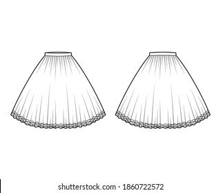 Skirt Tutu Crinoline Technical Fashion Illustration Stock Vector ...