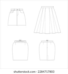 Skirt. Types of skirts in technical clothing design