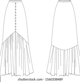 Skirt Vector Front Back View Stock Vector (Royalty Free) 1560338489 ...