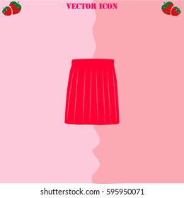 Skirt vector  icon. Strawberry Background.