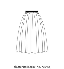 Skirt vector illustration. Long skirt. Accordion skirt. Vector illustration