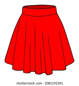 skirt vector illustration,isolated on white background,top view