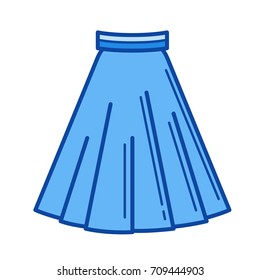 Skirt vector line icon isolated on white background. Skirt line icon for infographic, website or app. Blue icon designed on a grid system.