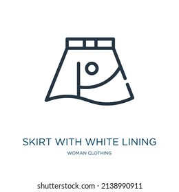 con el icono de línea delgada de forro blanco. falda, iconos lineales femeninos del concepto de ropa de mujer signo de contorno aislado. Elemento de símbolo de ilustración vectorial para diseño web y aplicaciones.