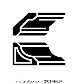 vector de icono de glifo de esquina de borde. signo de esquina de falda. símbolo de contorno aislado ilustración negra