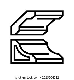 vector de icono de línea de esquina de borde de borde. signo de esquina de falda. símbolo de contorno aislado ilustración negra