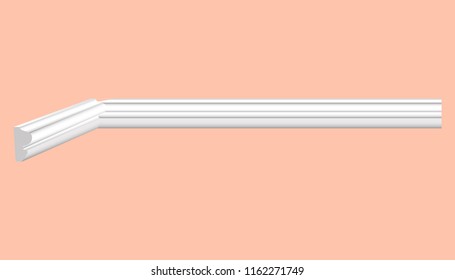 Skirting plastic white ceiling with drawings realistic vector.