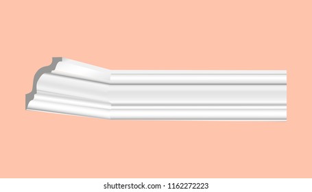 Skirting plastic white ceiling with drawings realistic vector.