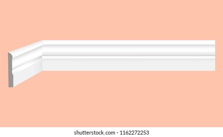Skirting plastic white ceiling with drawings realistic vector.