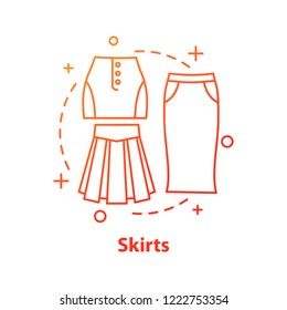 Skirts concept icon. Women's wear. Clothing store idea thin line illustration. Vector isolated outline drawing
