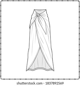 skirts editable vector flat sketch garment mockup