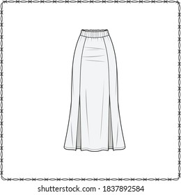 skirts editable vector flat sketch garment mockup