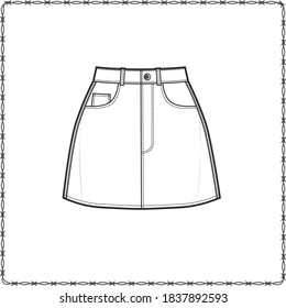 skirts editable vector flat sketch garment mockup