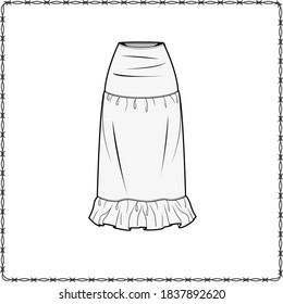 skirts editable vector flat sketch garment mockup