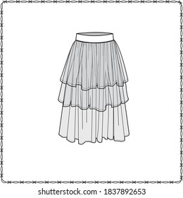 skirts editable vector flat sketch garment mockup