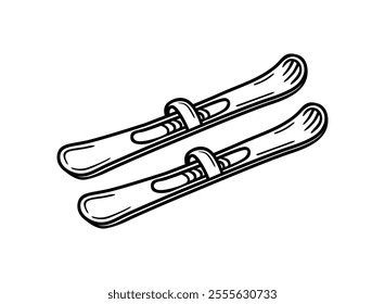 Skis black icon. Winter sports vector symbol. Skiing vector icon for web graphic design. Vector illustration. Sport icon