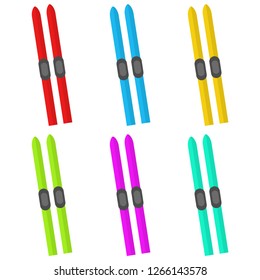 Skis boards. Set of colorful boards skis. Skiing. Winter. Skiing sport. Vector illustration. EPS 10.