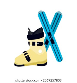 Skis emoji illustration symbol sign icon vector sports ski boot