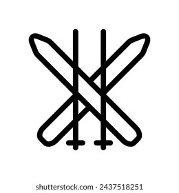 Skis icon vector. Winter sport illustration sign. Ski symbol or logo.