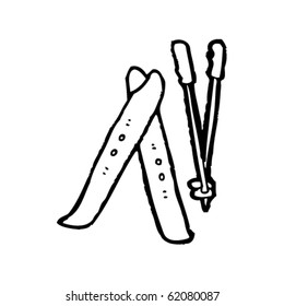 dibujos animados de skis y poles