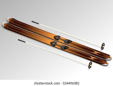 skis with ski poles