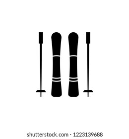 Skis and ski poles icon. Element of winter tourism. Premium quality graphic design icon. Signs and symbols collection icon for websites, web design, mobile app on white background