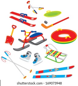 Skis, sled, skates and other objects for winter sport and leisure