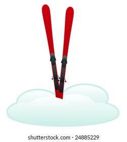skis in snow