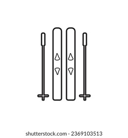 Skis and a sticks icon. Simple winter games icon. Can be used as web element, design icon.
