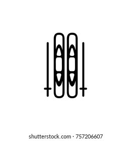 skis and sticks icon. Simple winter games icon. Can be used as web element, playing design icon on white background