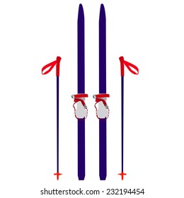 Skis vector, skis isolated, skis vector, blue skis