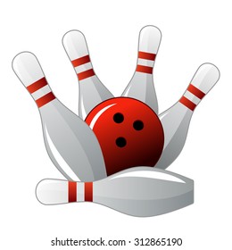 Skittle and bowling ball in vector isolated over white